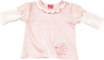 Bio Babyshirt rosa-weiß | Langarmshirt