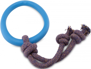 Öko Hunde Zerrspielzeug Seil mit Ring blau