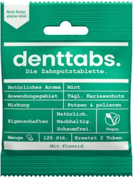 Zahnputztabletten Denttabs mit Fluorid 125 Stück