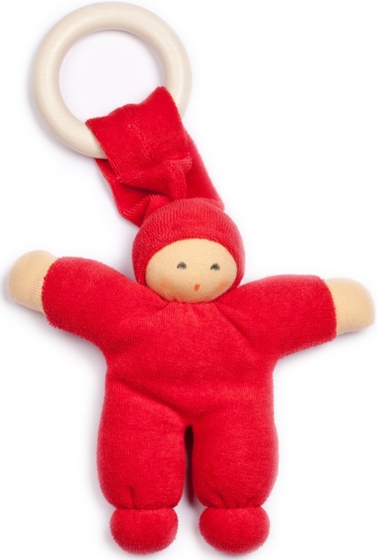 Roter Baumwoll Plüsch Stoff Bio  Lotties - zertifizierte Bio-Kleidung für  Baby & Kind
