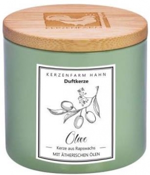 Aromakerze im Glas grün | Olive