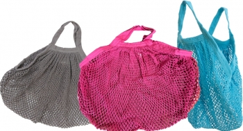 Bio Baumwollnetz-Tasche farbig | kurzer Griff