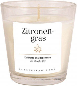 Duftkerze Rapskerze im Glas | Zitronengras