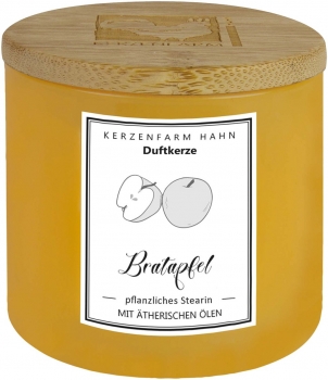 Duftkerze im Glas gelb | Bratapfel