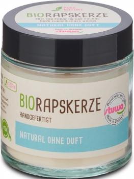 Kerze aus Rapswachs im Glas duftfrei | Stuwa