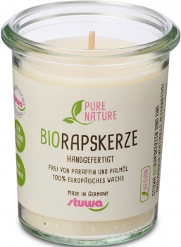 Rapswachs Kerze im Glas ohne Duft